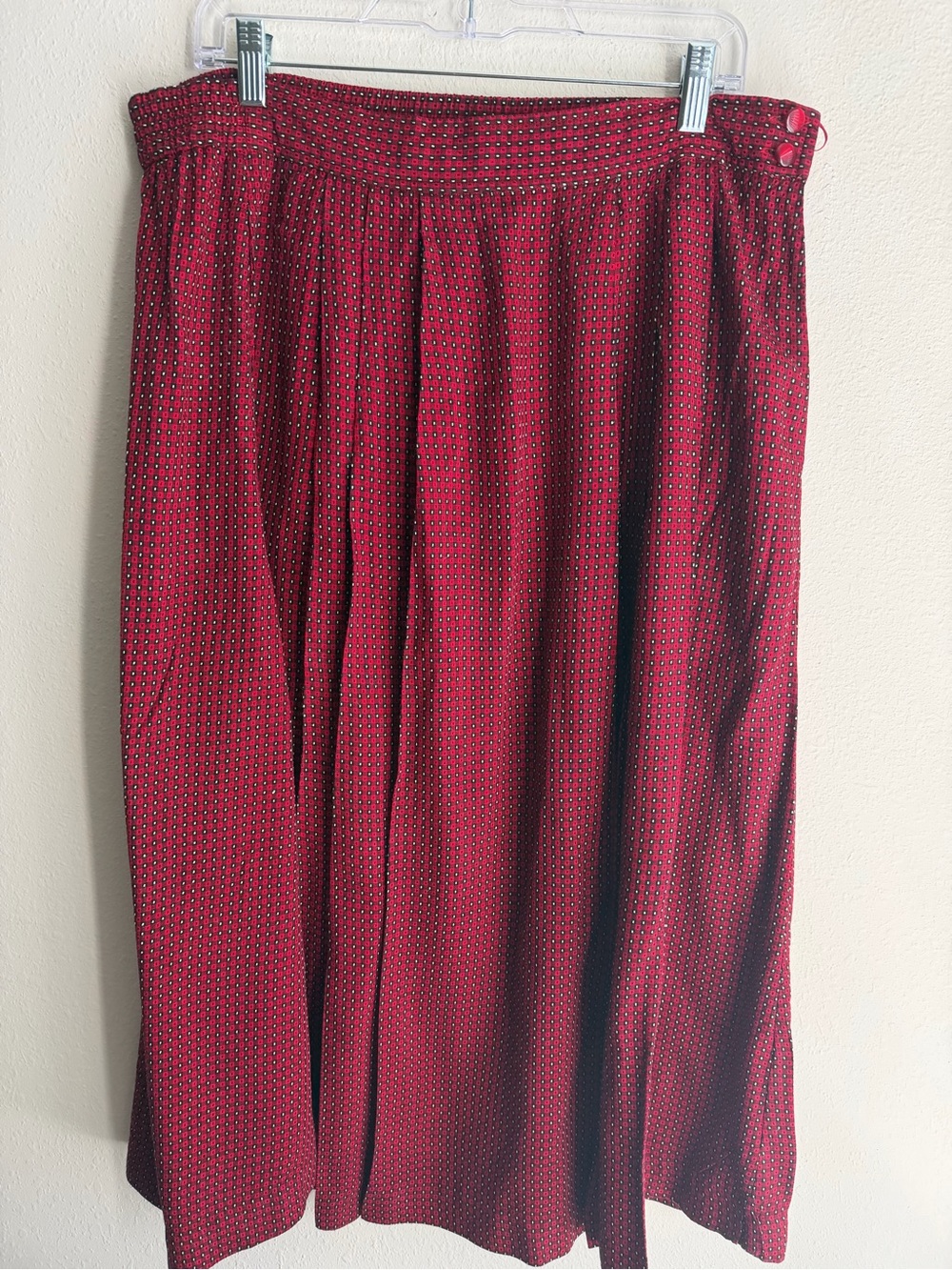 Bechamel Red Micro-Pattern Pleated Maxi Skirt